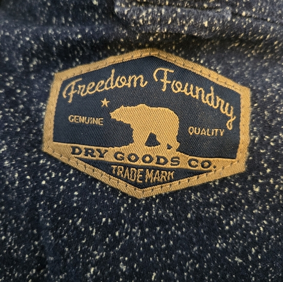 Freedom Foundry Men’s Navy Speckled Cotton Shirt Jacket M Lined Heavy Flannel - Picture 5 of 11